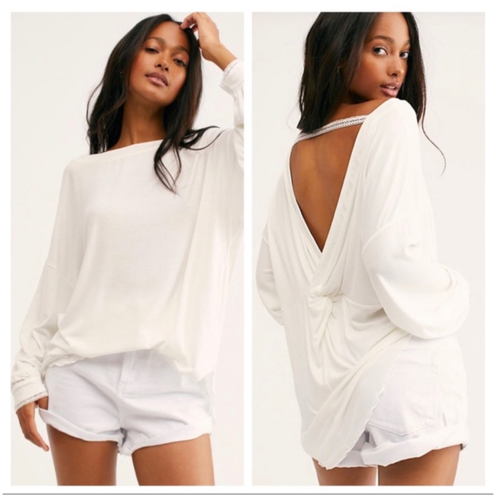 Free People White Open-Back Top